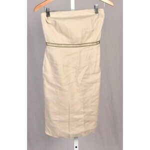 Lela Rose For Loft Strapless Linen Dress w/Gold Strap Size O